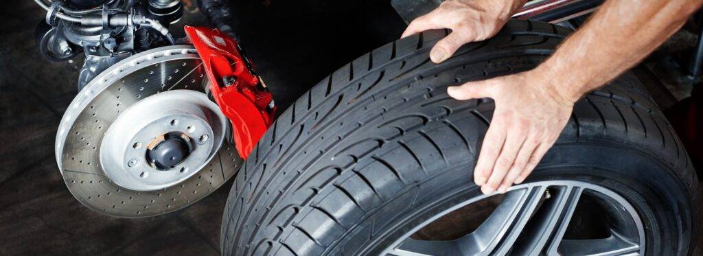 car with red brake caliper
